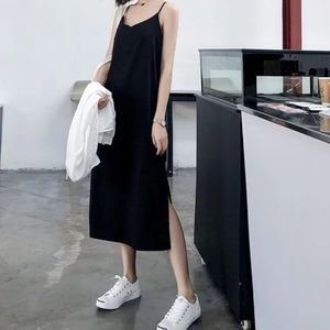 Maxi Black Sling Dress V-Neck